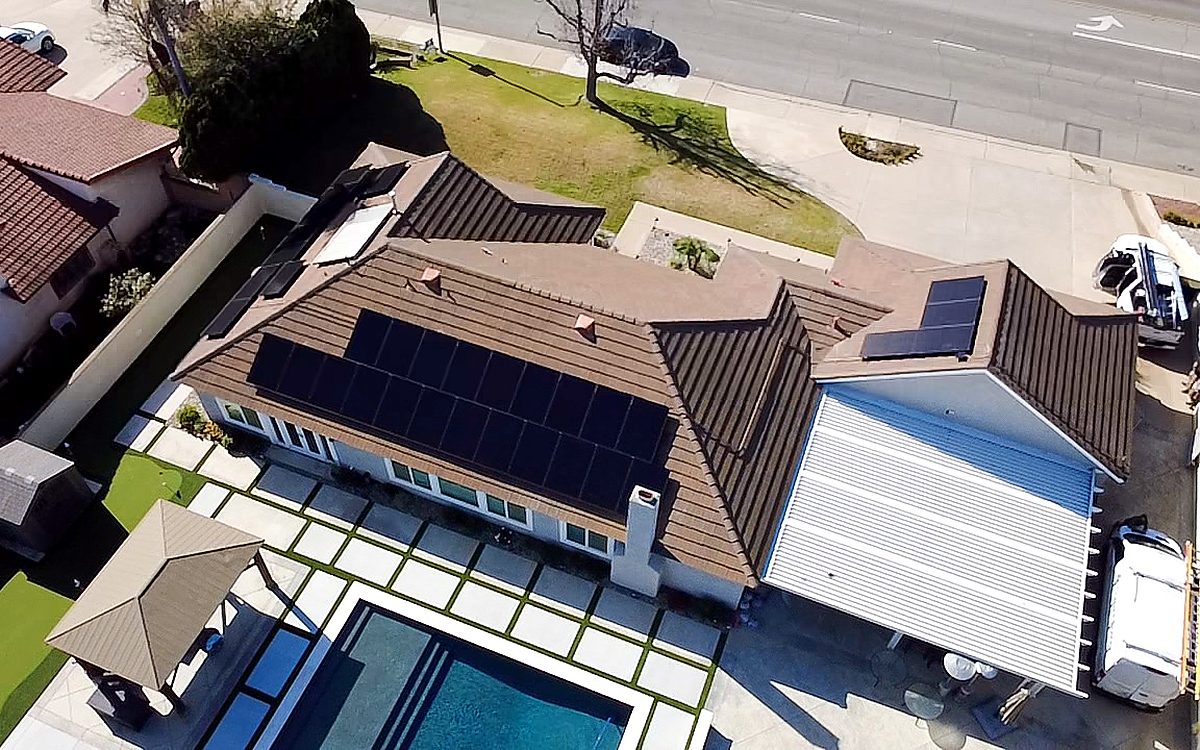 Aerial view of a home solar installation by Current Energy