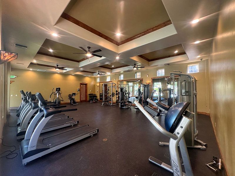 Recessed LED lighting in a community fitness room
