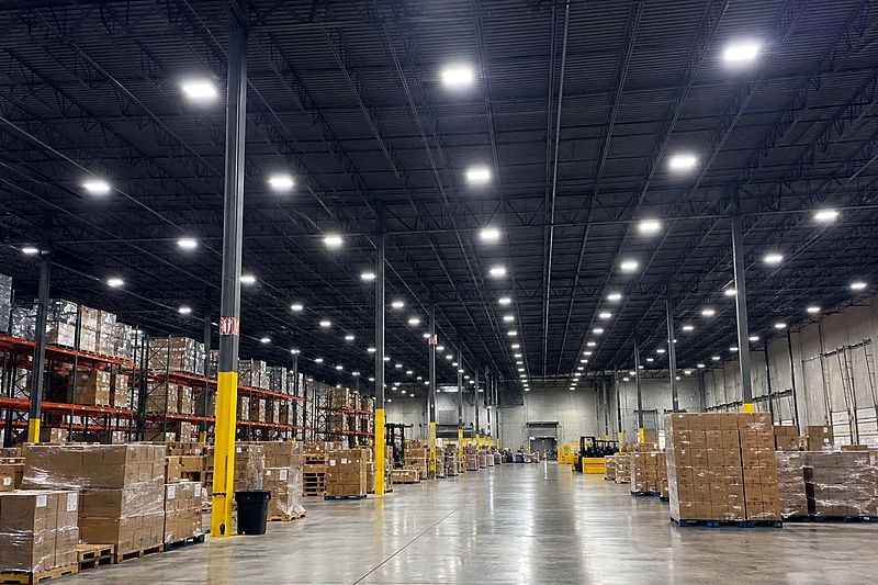 LED high-bay lighting retrofit in a distribution warehouse